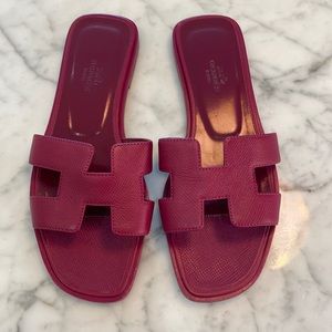 Hermes slides, pink, size 36.